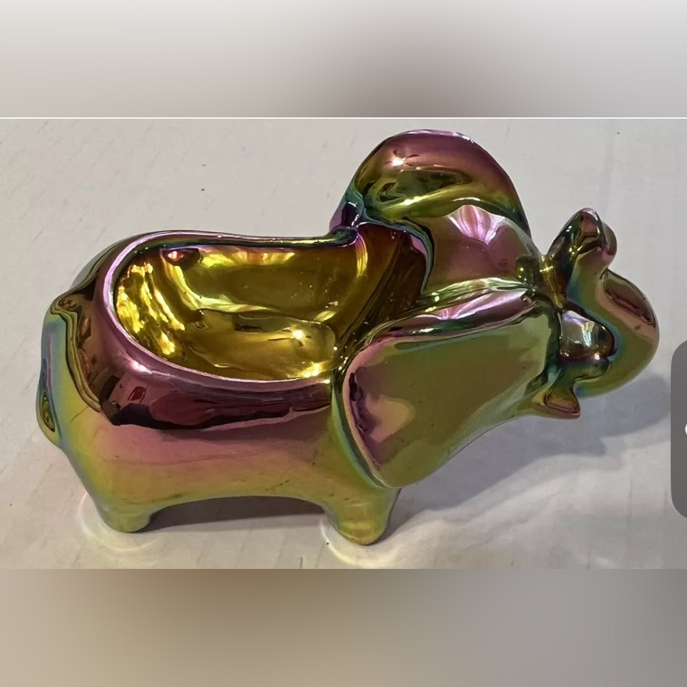 Rainbow Iridescent Color Metal Elephant‎ Candle holder